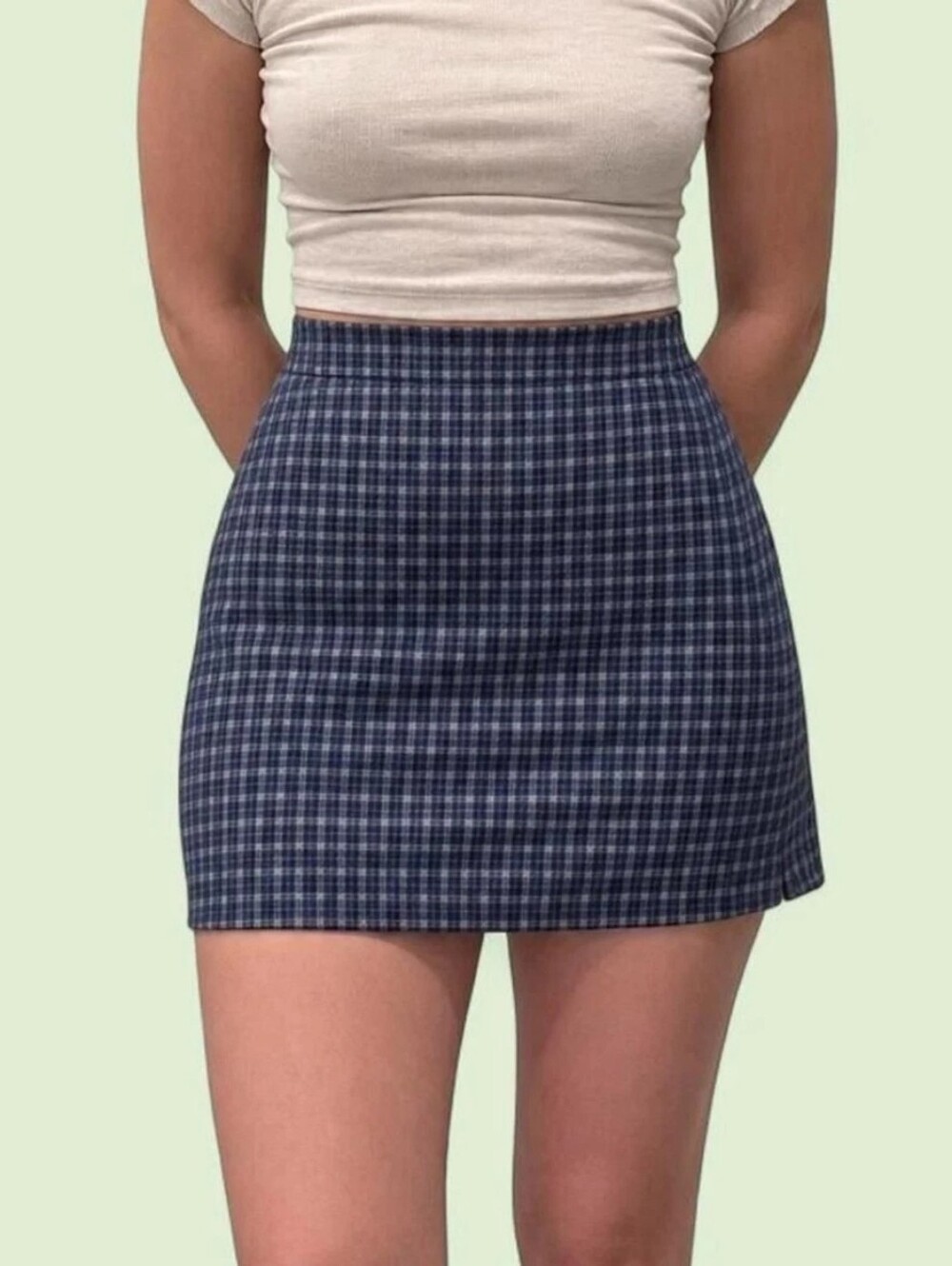 Urban Outfitters Blue Plaid Mini Skirt Size Small